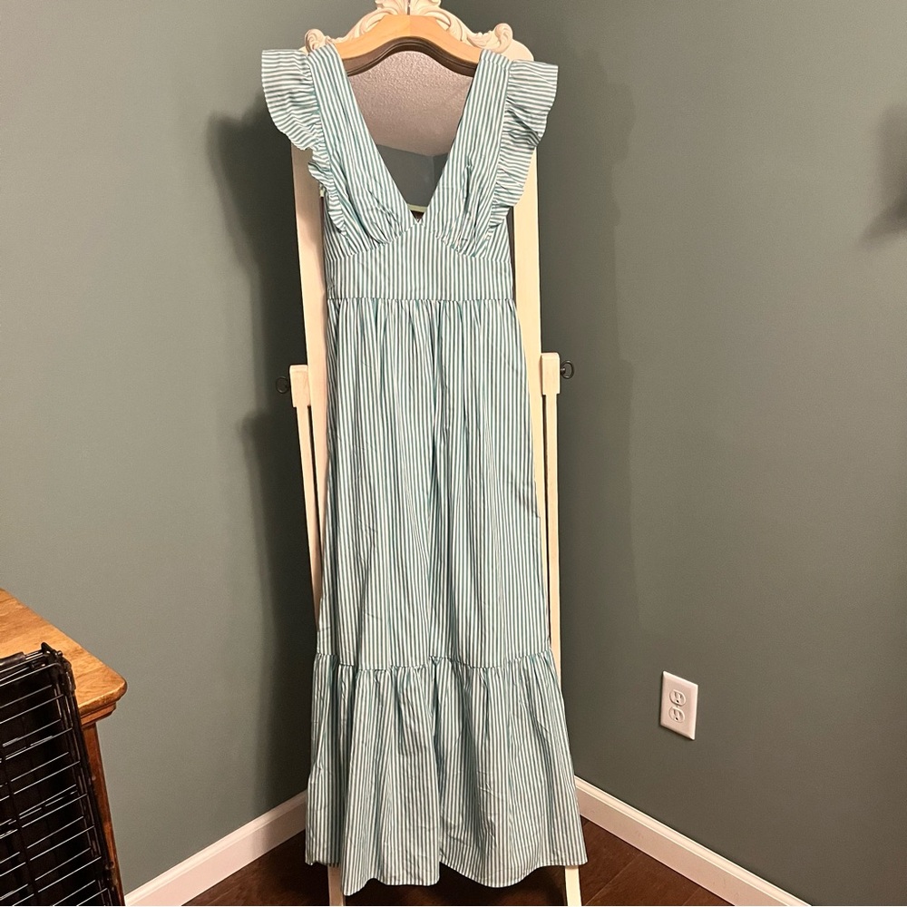 Striped Green and WhiteMaxi Dress